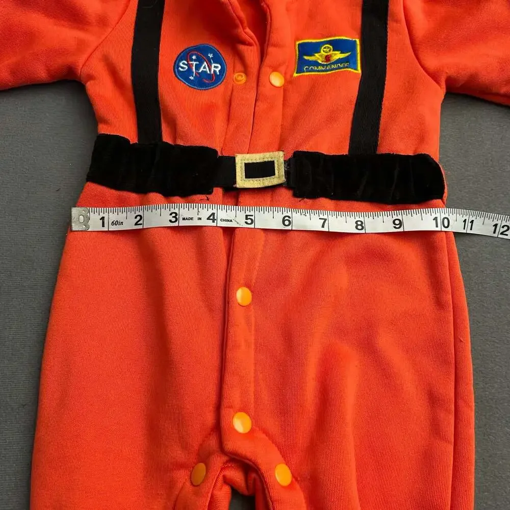 Baby Infant Orange Astronaut Space Suit Fleece Jumpsuit Costume Romper